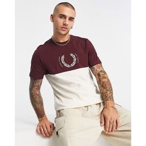 Fred Perry Sportswear Colour-Block T-shirt Size Small Men's Short Sleeve Embroid